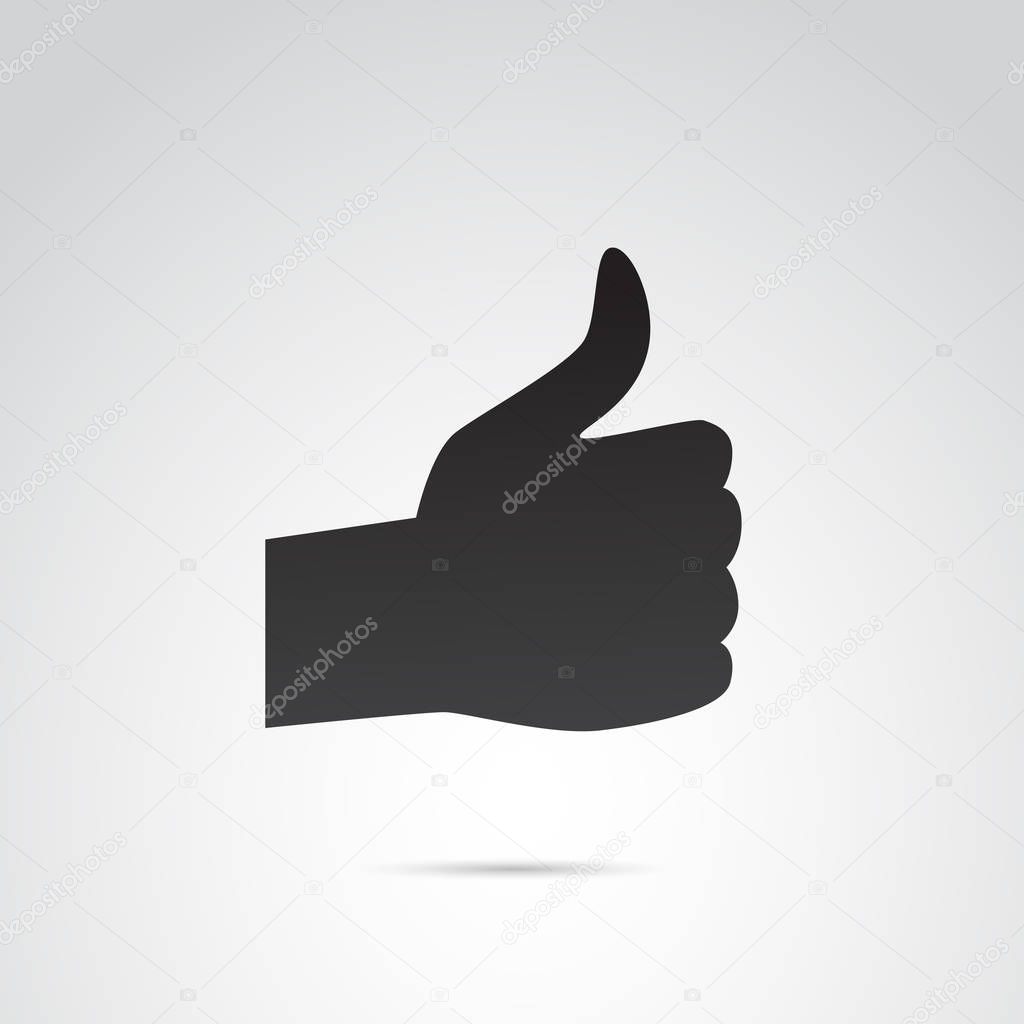 Thumb up, like, positive gesture of human hand. Icon isolated on white background. Vector art.