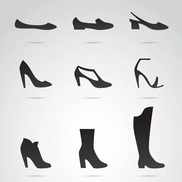 Zapato Femenino Botas Vector Icono Conjunto — Vector de stock
