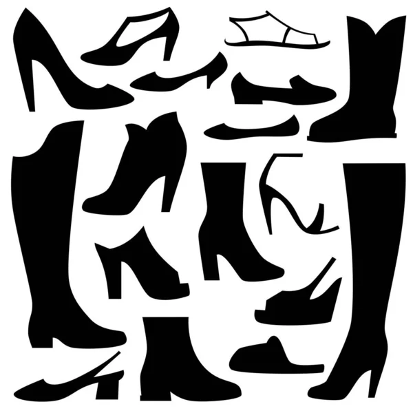 Female Shoe Boots Vector Icon Set — 스톡 벡터