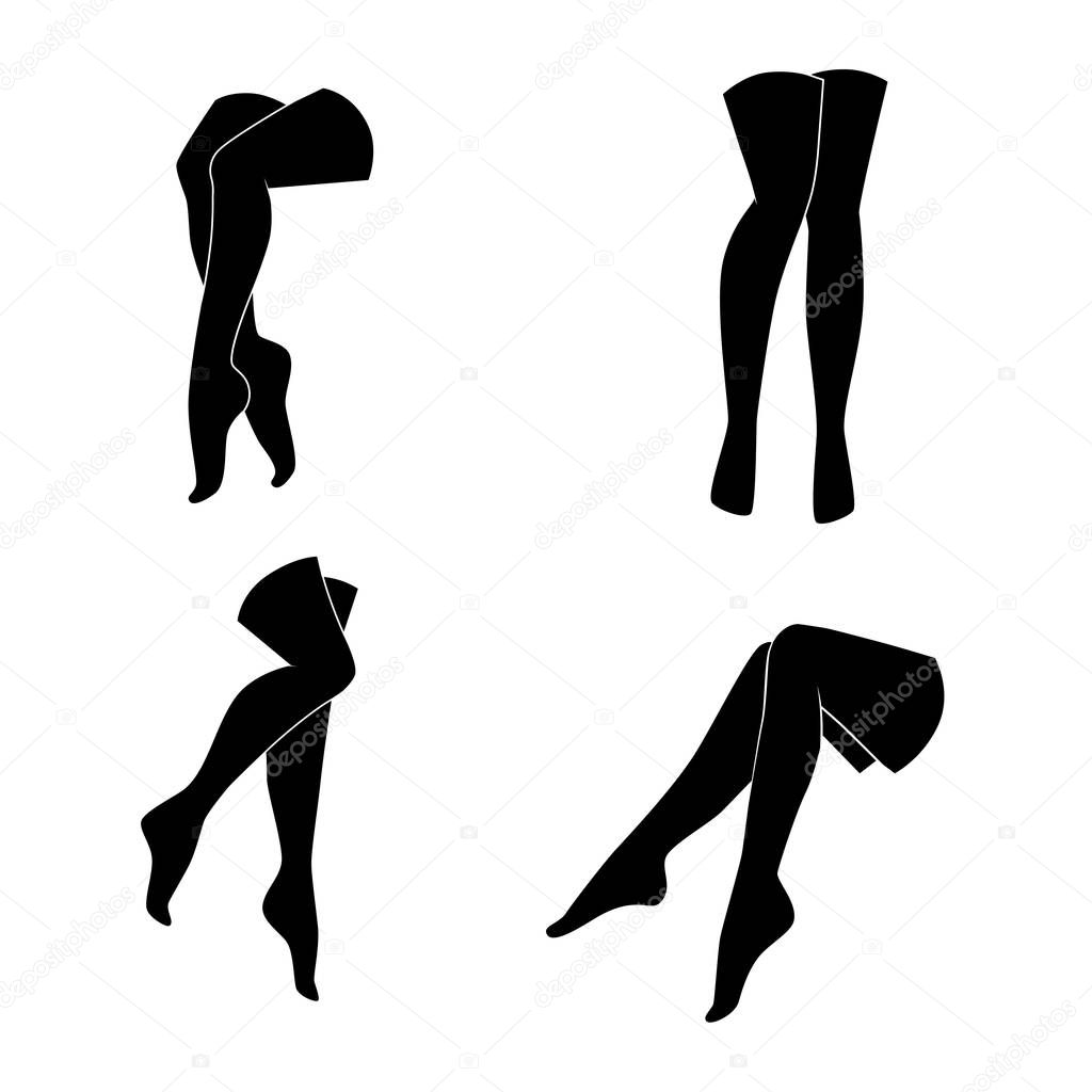 Woman legs in attractive pose. Vector icon.