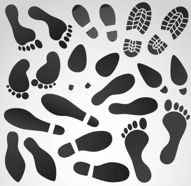 Beyaz arka planda insan ayak izi simgesi. Vektör sanatı.