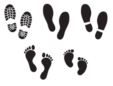 Human footprints icon on white background. Vector art. clipart