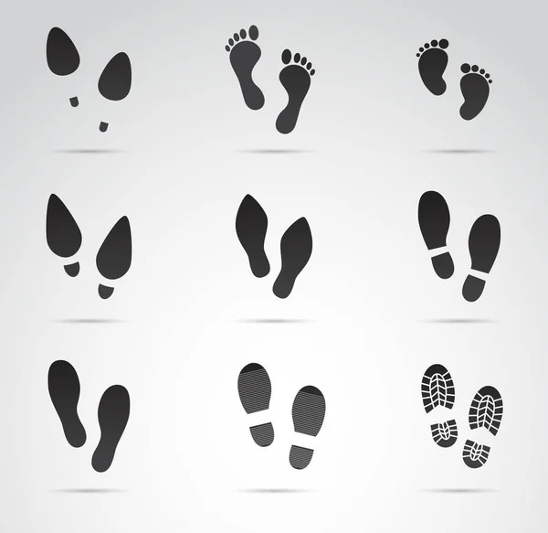 Human Footprints Icon White Background Vector Art — Stock Vector