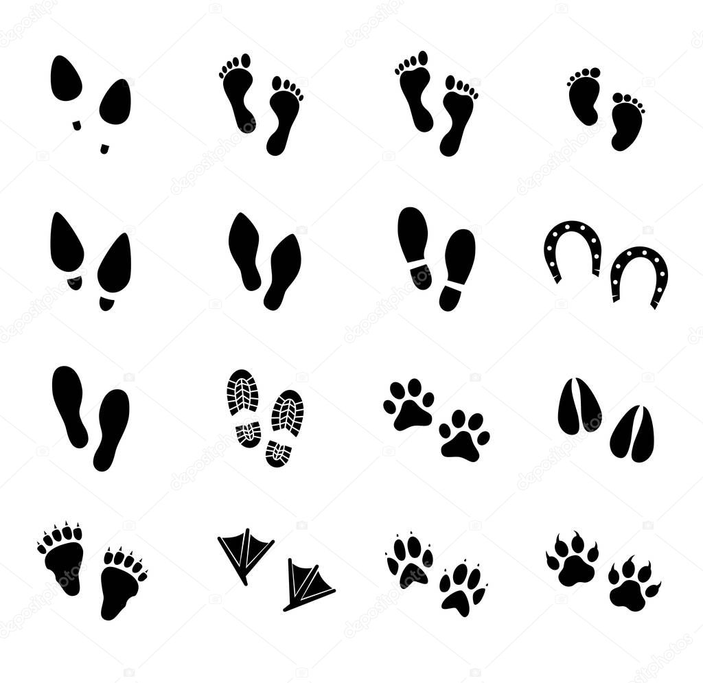 Human footprints icon on white background. Vector art.