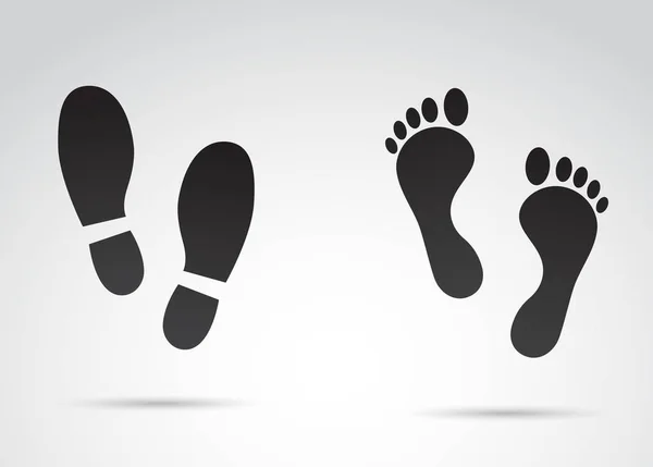 白色背景上的人类脚印图标 矢量艺术 — 图库矢量图片