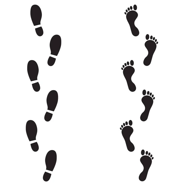 Human Footprints Icon White Background Vector Art — Stock Vector