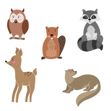 şirin hayvanlar vektör illüstrasyonu