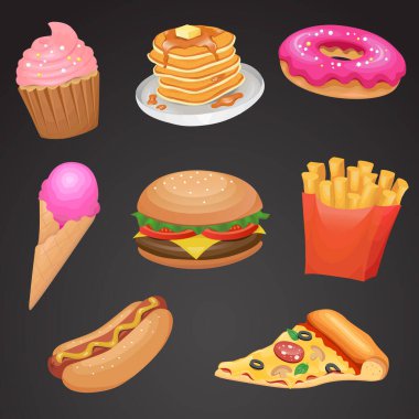 vektör yiyecek kümesi ve fast food.