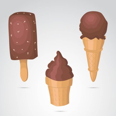 Waffle külahında dondurma. vektör illüstrasyonu