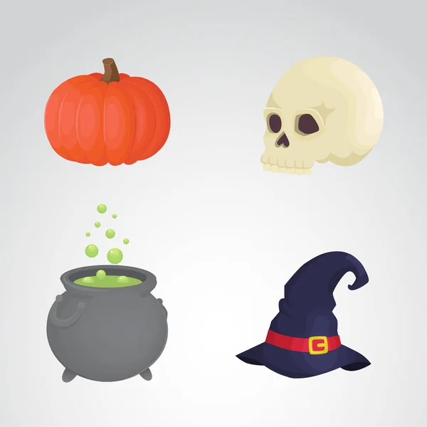 Halloween Abóbora Bruxa Chapéu Vetor Ilustração —  Vetores de Stock