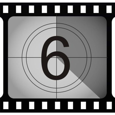 Film şeridi gerisayımında altı numara, basitçe vektör illüstrasyonu   