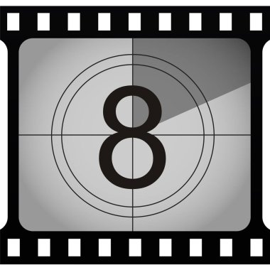 Film şeridi gerisayımında sekiz numara, basitçe vektör illüstrasyonu   