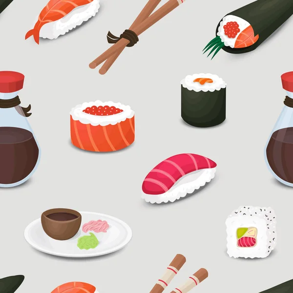 Sada Sushi Jednoduše Vektorová Ilustrace — Stockový vektor
