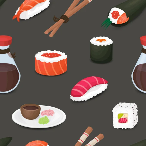 Sada Sushi Jednoduše Vektorová Ilustrace — Stockový vektor