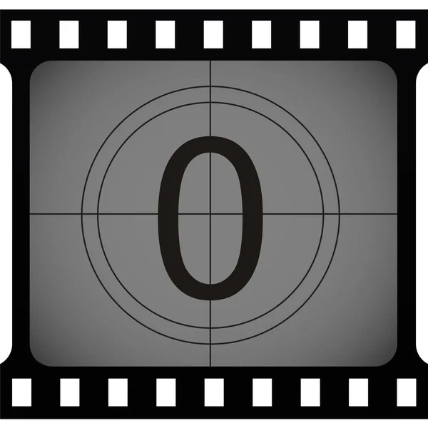 Null Zahl Beim Filmstreifen Countdown Einfach Vektorillustration — Stockvektor