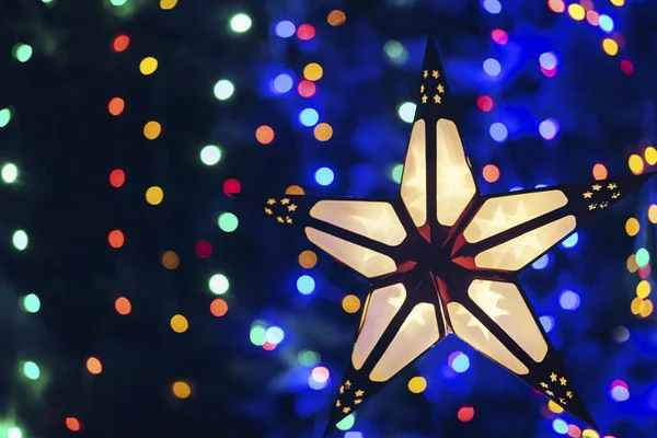 Star lights on the background color bokeh night — Stock Photo, Image