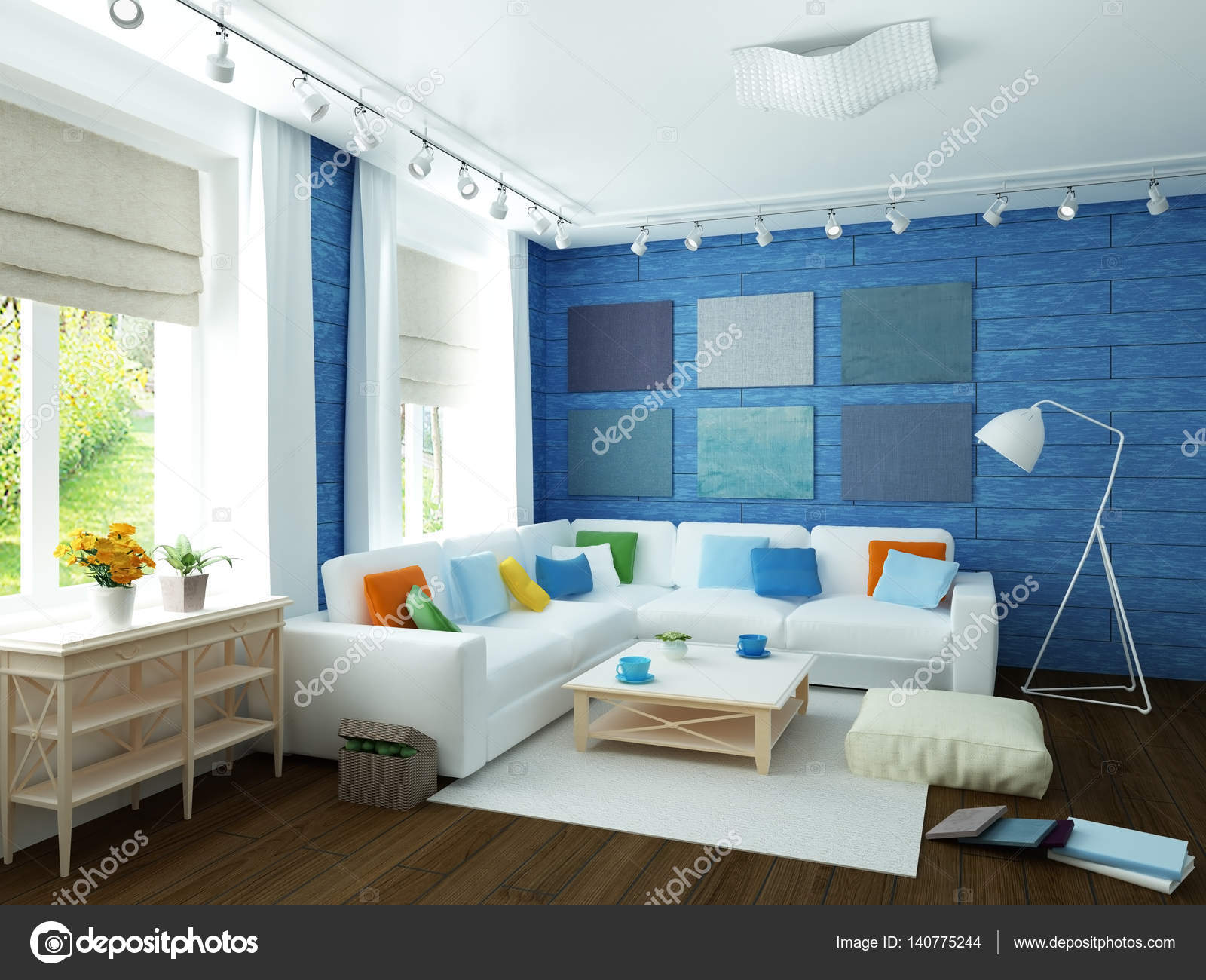 Modern blue room Stock Photo by ©Lisunova 140775244