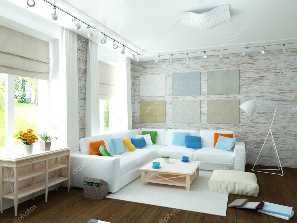 modern white living room