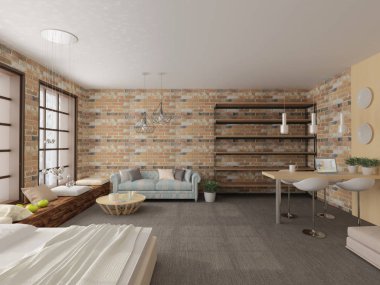  loft tarzında büyük boş modern oda