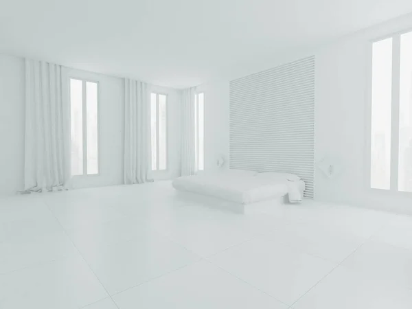 Dormitorio blanco y azul Imagen de stock
