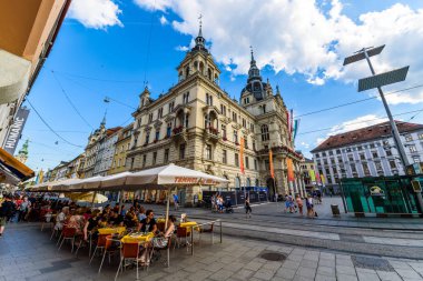 Graz city Austria tourist spot City hall hauptplatz city square clipart