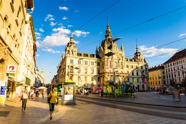 Graz Avusturya turistik spot Belediye Binası hauptplatz Şehir Meydanı — Stok fotoğraf