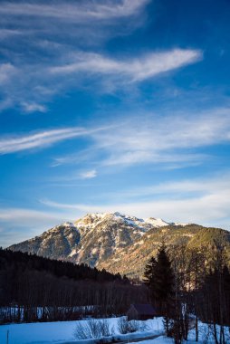 Mountains Grimming, Schartenspitze and Steinfeldspitze on a sunn
