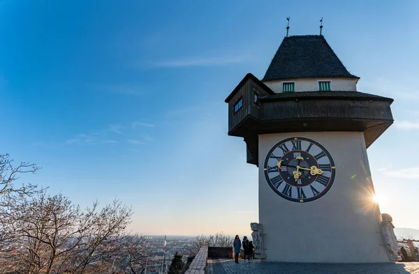 Graz Styria Austria 2019 View Clock Tower Blue Sky Panorama — Stock fotografie