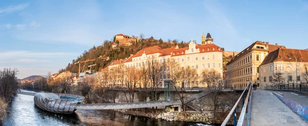 Graz Styrie Autriche 2019 Vue Panoramique Sur Rivière Mur Murinsel — Photo