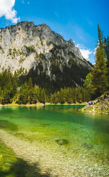 Seenlandschaft Den Alpen Grüner See Genannt Gruner See Ort Touristische — Stockfoto