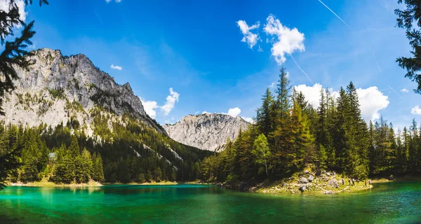 Panorama Del Lago Los Alpes Llamado Lago Verde Gruner See — Foto de Stock