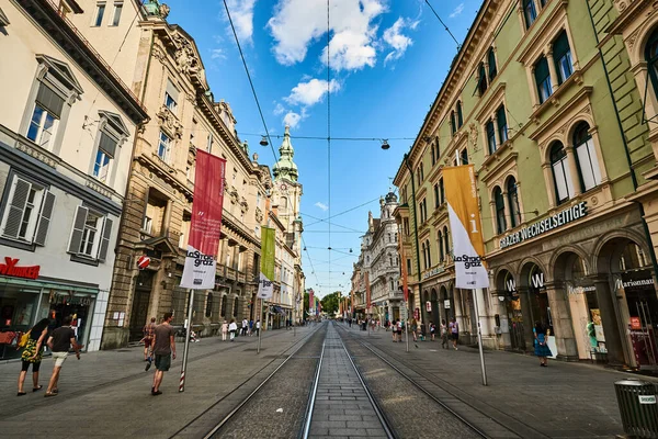 Street City Graz Steiermark Turista Úti Cél Stájerországban — Stock Fotó