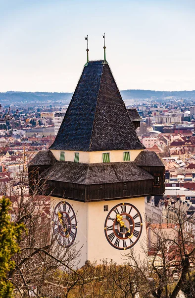 Graz Autriche 2020 Uhrturm Point Repère Dans Graz Vue Sur — Photo