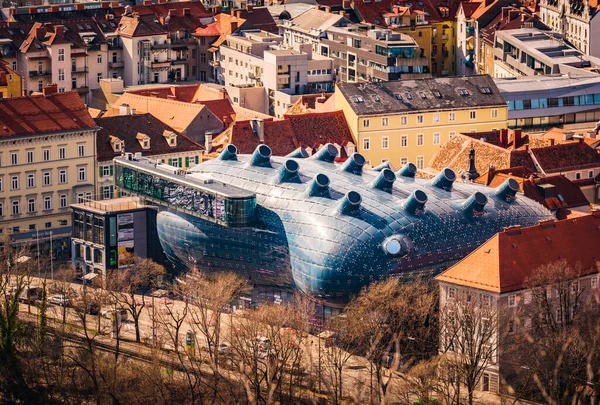 Graz Avusturya 2020 Graz Avusturya Daki Kunsthaus Sanat Müzesinin Tepesi — Stok fotoğraf