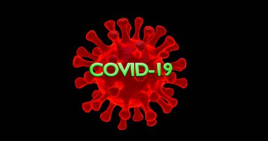 Kanın mikroskop altında grip COVID-19 virüsü görüntüsü. Coronavirus Covid-19 salgını geçmişi. 3B Hazırlama arkaplanı.