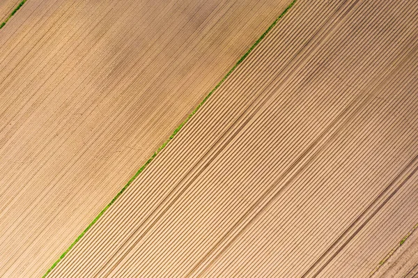 Geploegd Veld Het Platteland Landschap Van Landbouwvelden Luchtzicht — Stockfoto