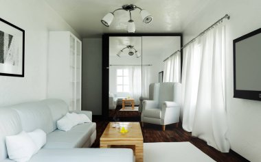 Günlük, parlak iç oturma odası.