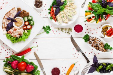 Kopya alanı ile geleneksel Rus tableful