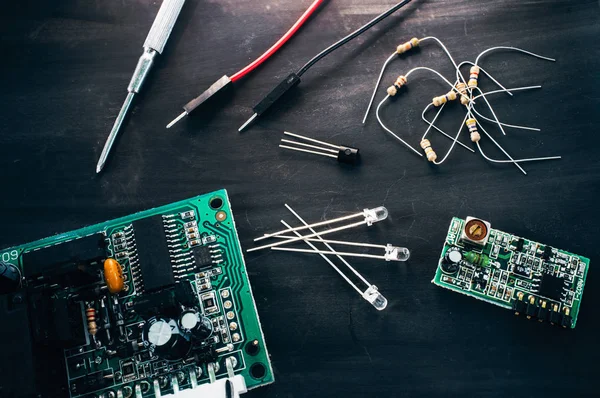 Electronic repair shop, workplace flat lay — Stock Photo, Image