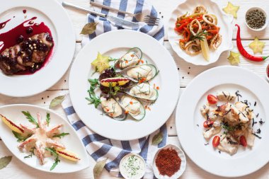 Büfe lüks Akdeniz aperatifler düz yatıyordu