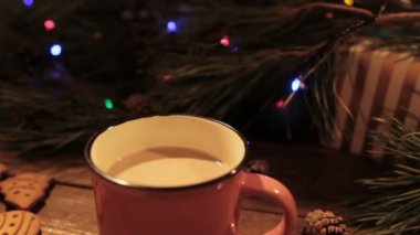 Sütlü kahve fincan lezzetli Noel tatili