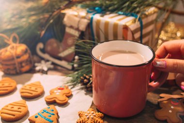Noel ekmek latte ile yakın çekim