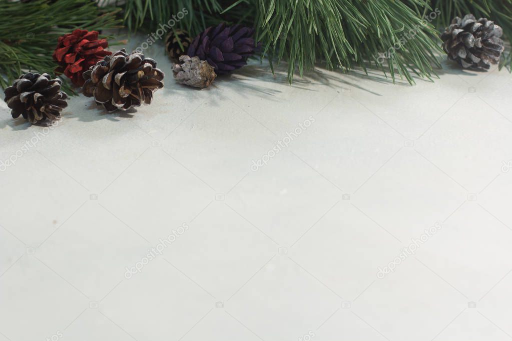 Winter background of festive decoration