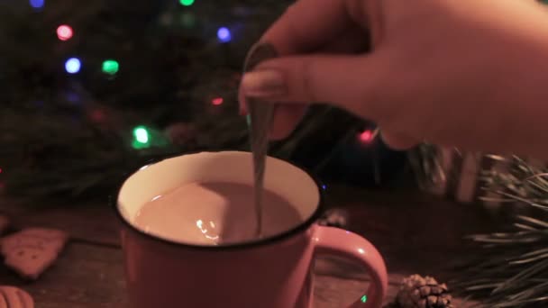 Delicious Christmas holiday with latte — Stock Video
