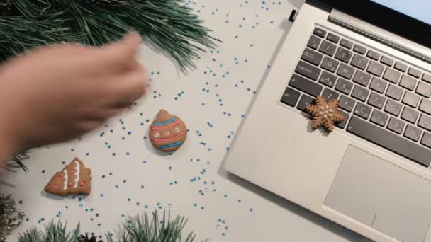 Cookie-uri în sărbătorile de Crăciun și Anul Nou — Videoclip de stoc