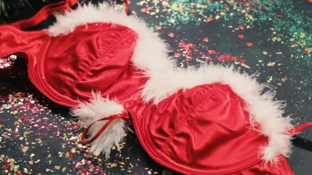 Part of Santa womans mascot costume — Stock Video