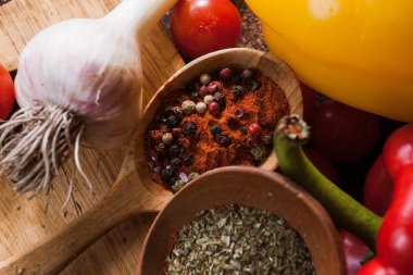 Baharat. Mutfak, mutfak, yemek tarifi arka plan