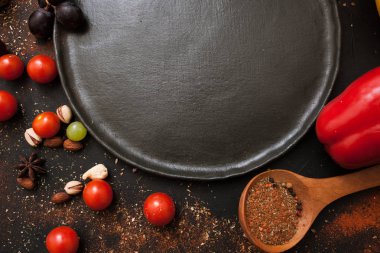 Sağlıklı gıda ve boş levhadanoluşan üst görüntüleme