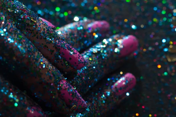 Glitter şenlikli manikür fon — Stok fotoğraf