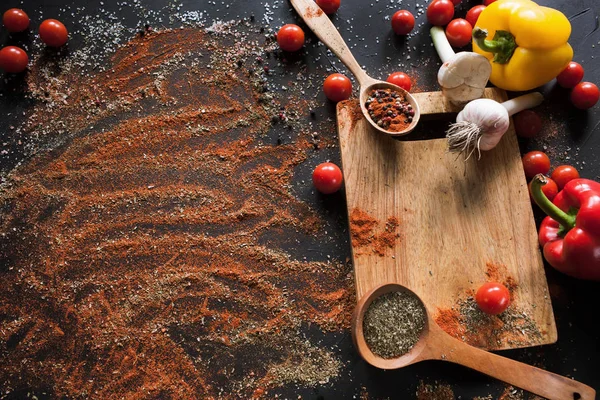 Spices. Culinary, cuisine, recipe background